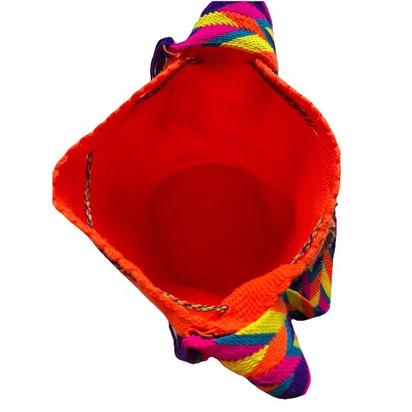 Wayuu Mochila Bag Large Size Orange Handmade from Colombia Crossbody Hobo Bag - Picture 11 of 14